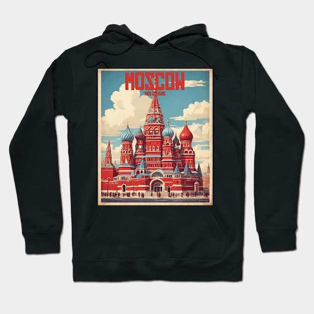 Red Square Moscow Russia Vintage Tourism Poster Hoodie by TravelersGems